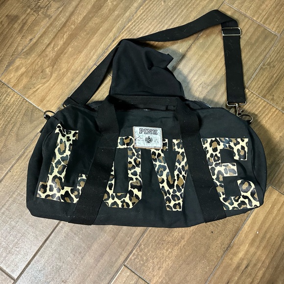 Handbags - VS Pink Duffel Bag with Black and Animal Print